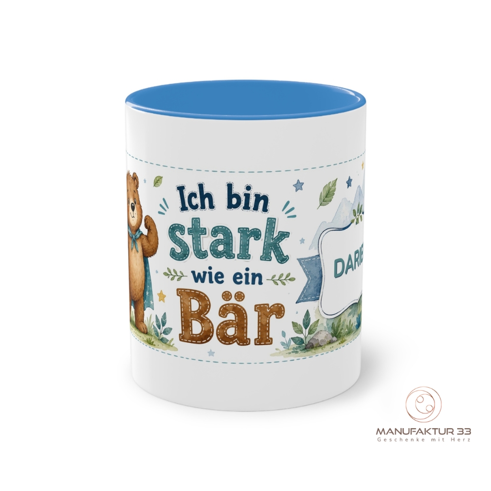 Personalisierte Kindertasse mit Bär, Ich bin stark wie ein Bär – Bild 19