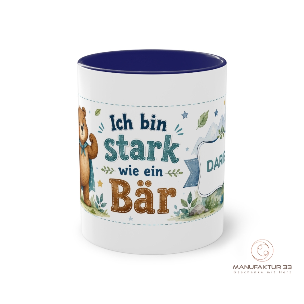 Personalisierte Kindertasse mit Bär, Ich bin stark wie ein Bär – Bild 17