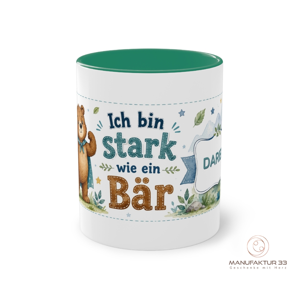 Personalisierte Kindertasse mit Bär, Ich bin stark wie ein Bär – Bild 16