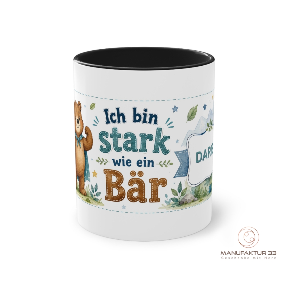 Personalisierte Kindertasse mit Bär, Ich bin stark wie ein Bär – Bild 15