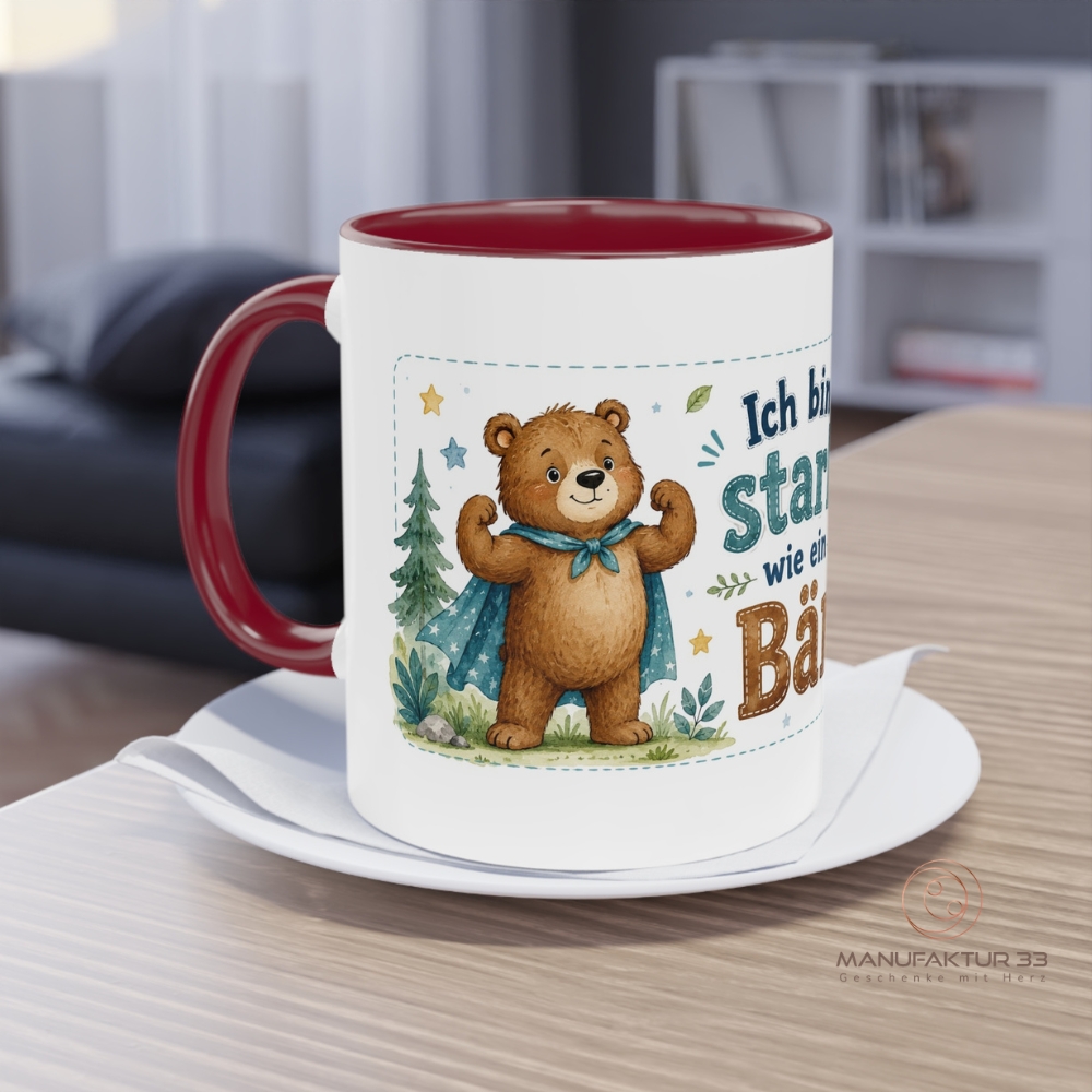 Personalisierte Kindertasse mit Bär, Ich bin stark wie ein Bär – Bild 9