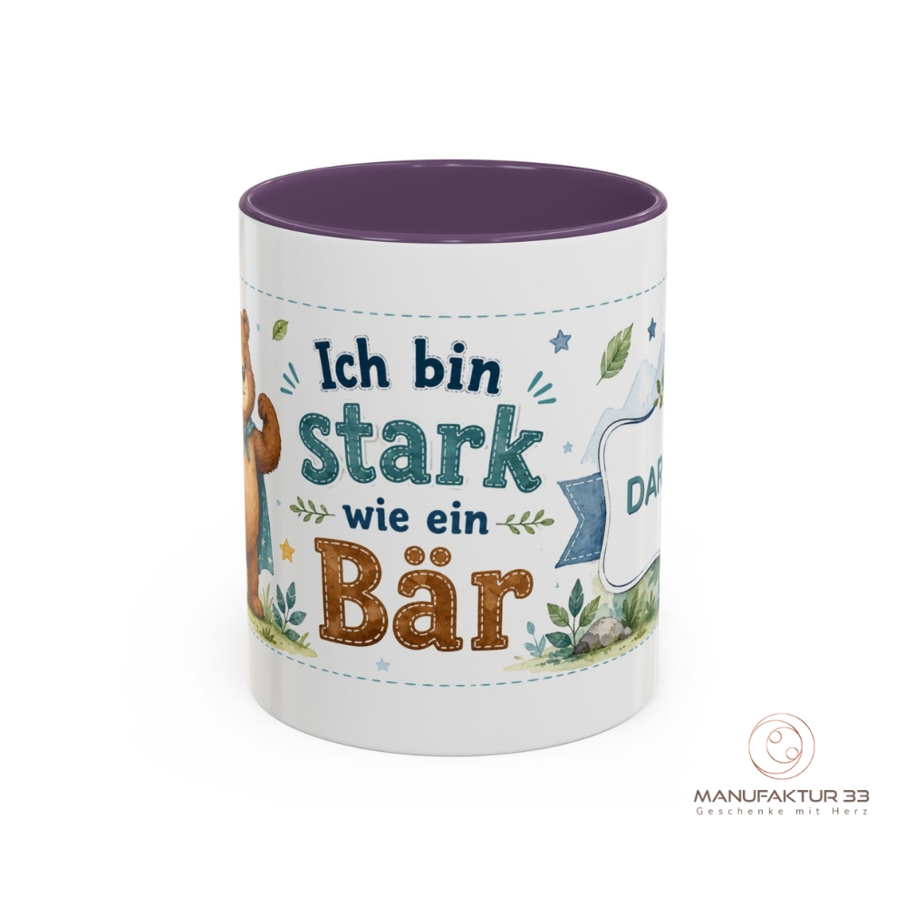 Personalisierte Kindertasse mit Bär, Ich bin stark wie ein Bär – Bild 8