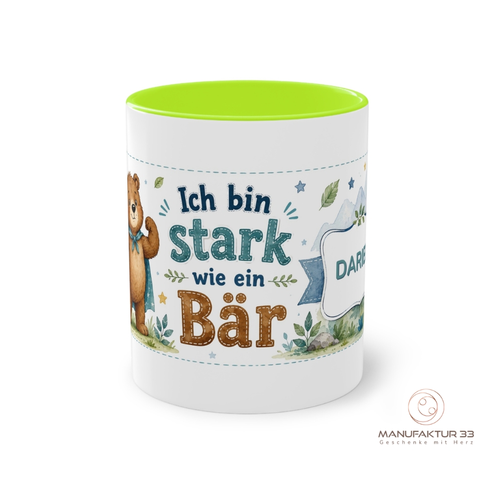 Personalisierte Kindertasse mit Bär, Ich bin stark wie ein Bär – Bild 7