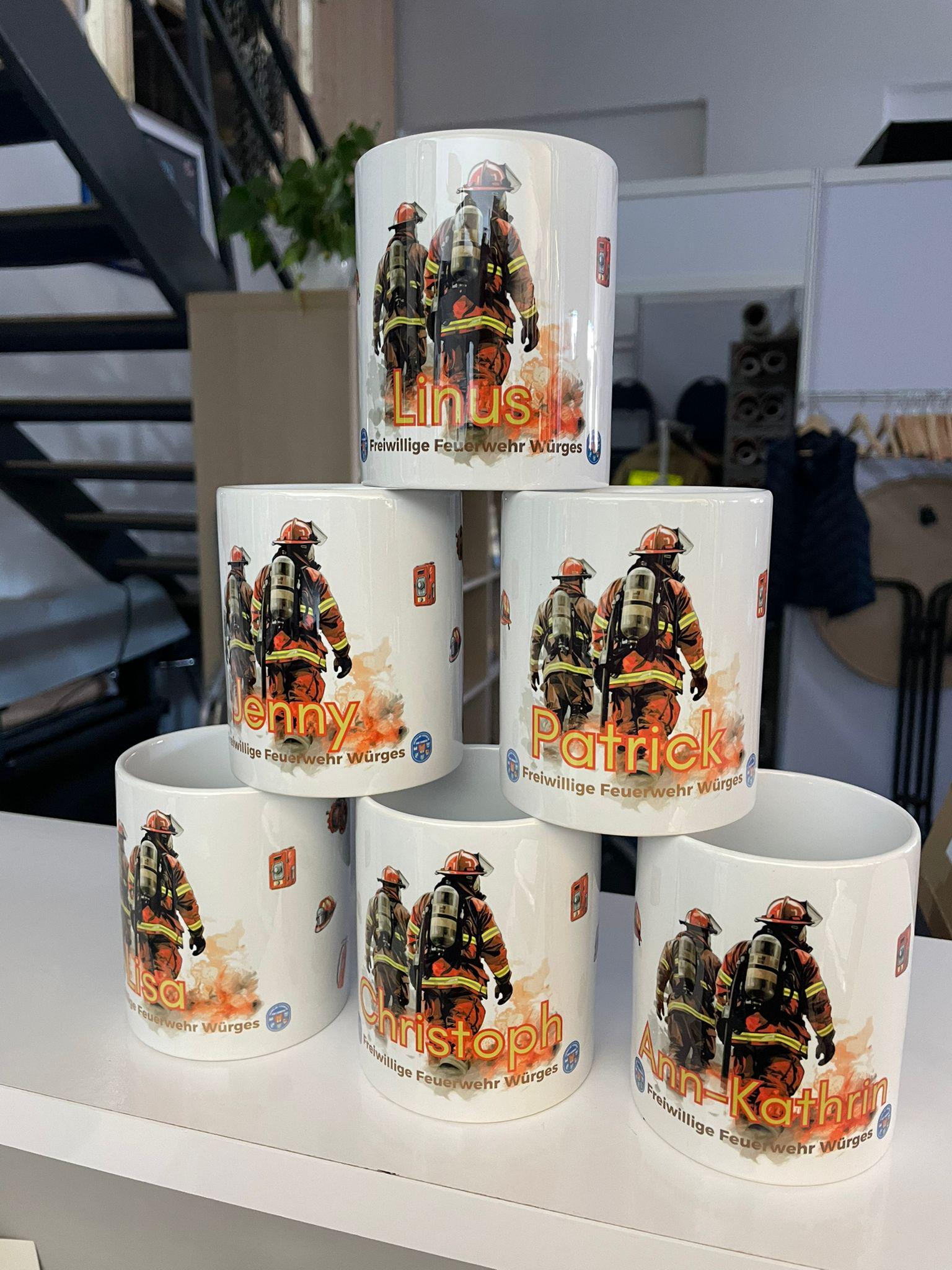 Feuerwehr Tasse personalisiert – Motiv Leo – Geschenk für Feuerwehrmann – Bild 5