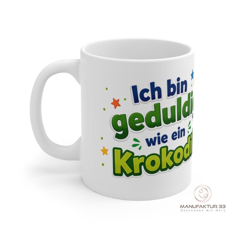 Personalisierte Kindertasse Krokodil – Ich bin geduldig wie ein Krokodil – Bild 3