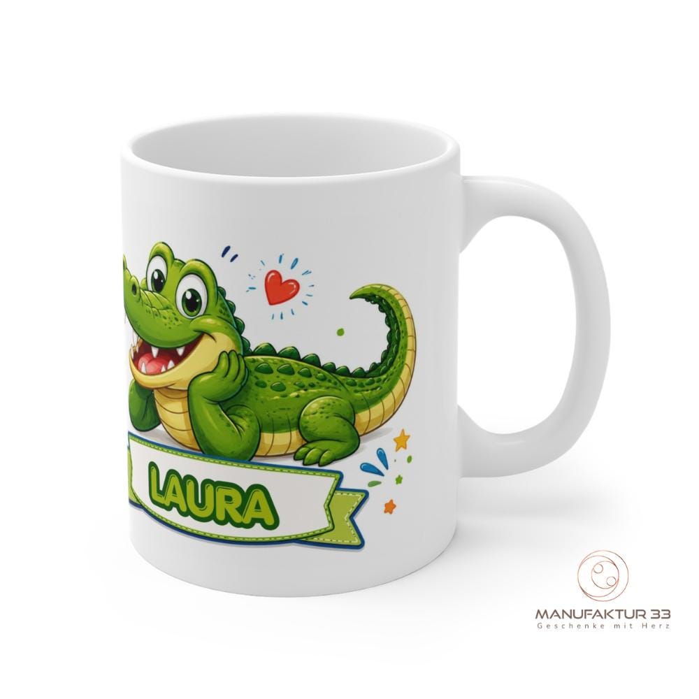 Personalisierte Kindertasse Krokodil – Ich bin geduldig wie ein Krokodil – Bild 4