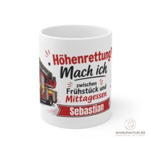 Personalisierte Feuerwehr Tasse Höhenrettung – Drehleiter Tasse personalisiert