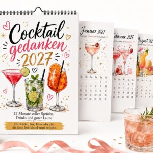 Cocktail Kalender 2027 Wandkalender DIN A4 – witzige Cocktailsprüche