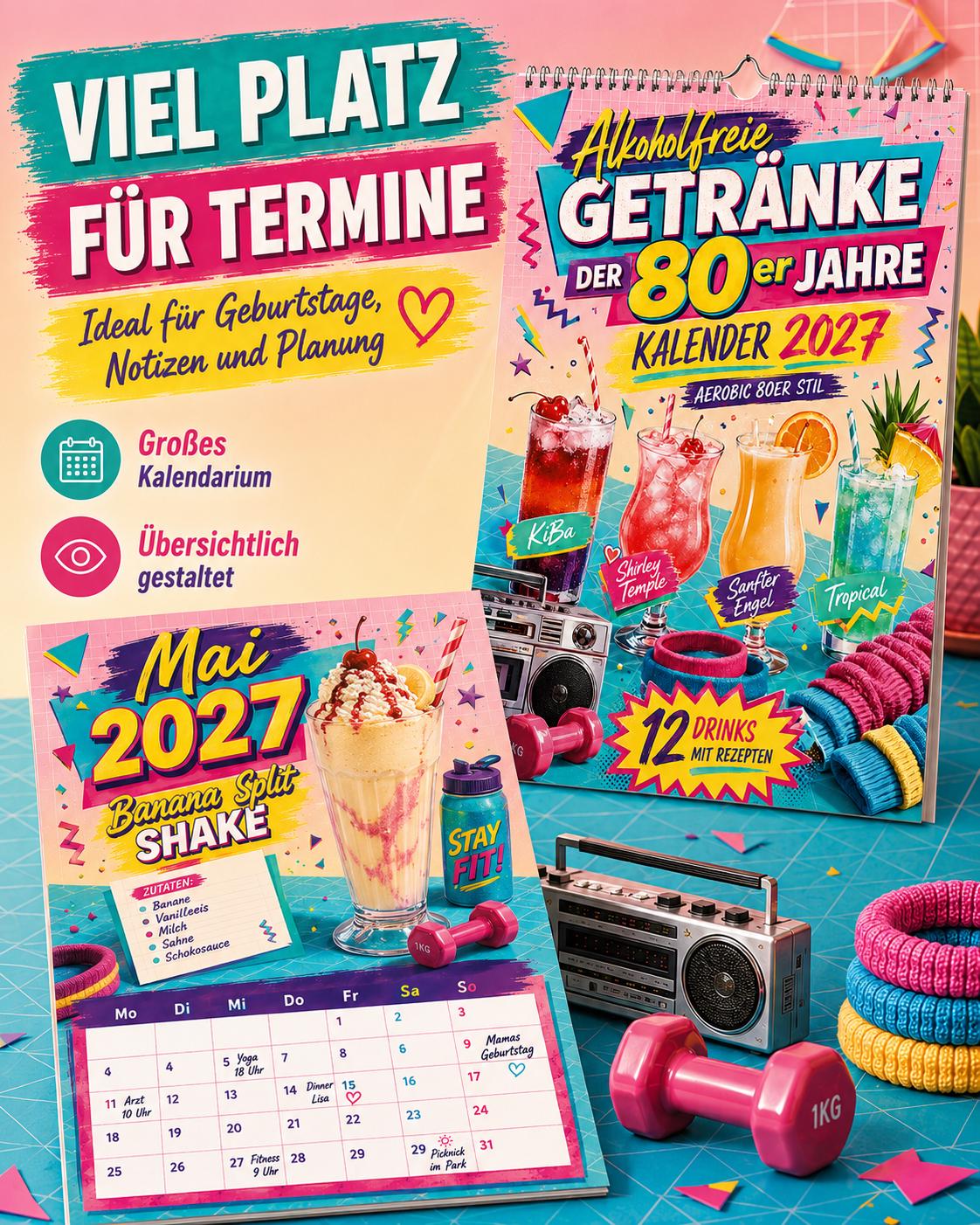 Alkoholfreie Getränke Kalender 2027 – 80er Jahre Wandkalender mit Rezepten – Bild 9