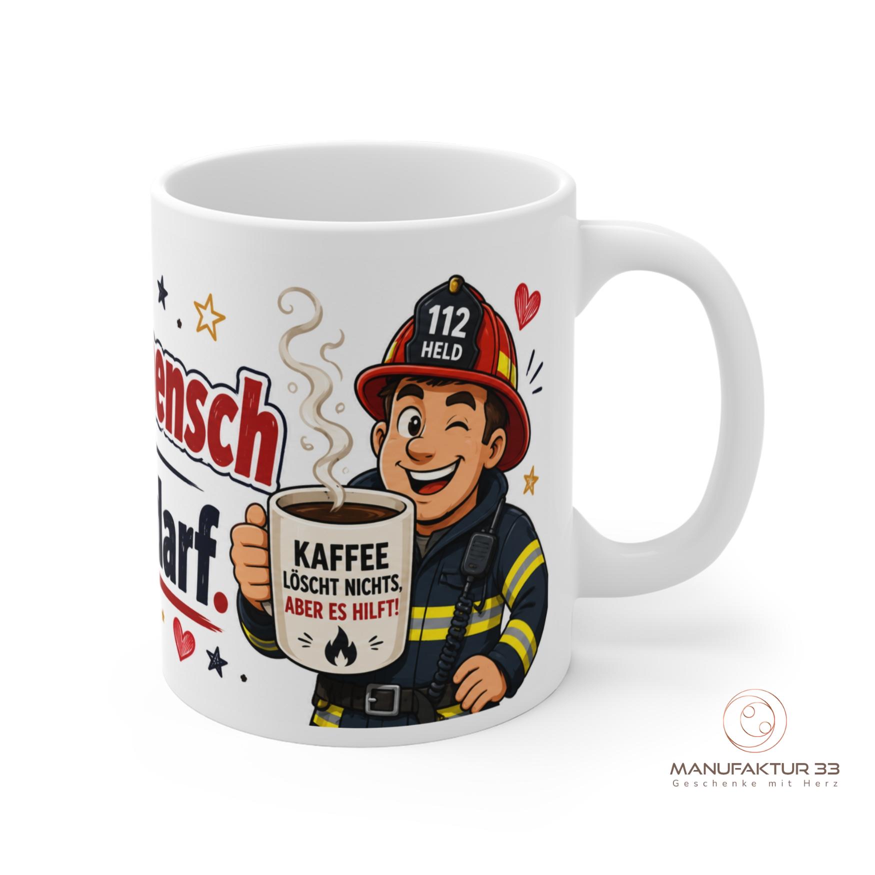 Feuerwehrmensch mit Koffeinbedarf Tasse – lustige Feuerwehr Tasse – Bild 4