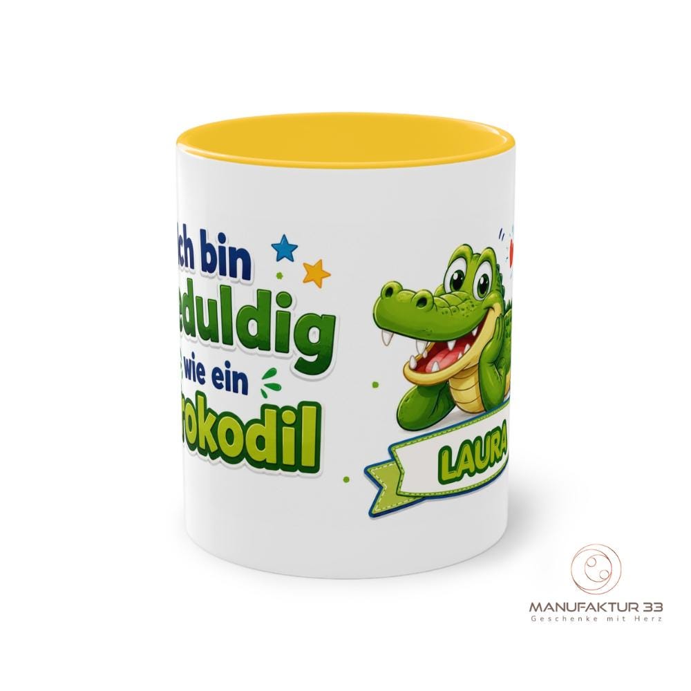 Personalisierte Kindertasse Krokodil – Ich bin geduldig wie ein Krokodil – Bild 6
