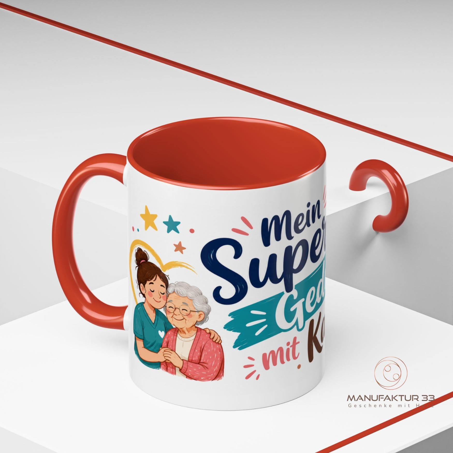 Personalisierte Tasse Pflegekraft mit Namen – Superkraft Geduld mit Kaffee – Bild 5
