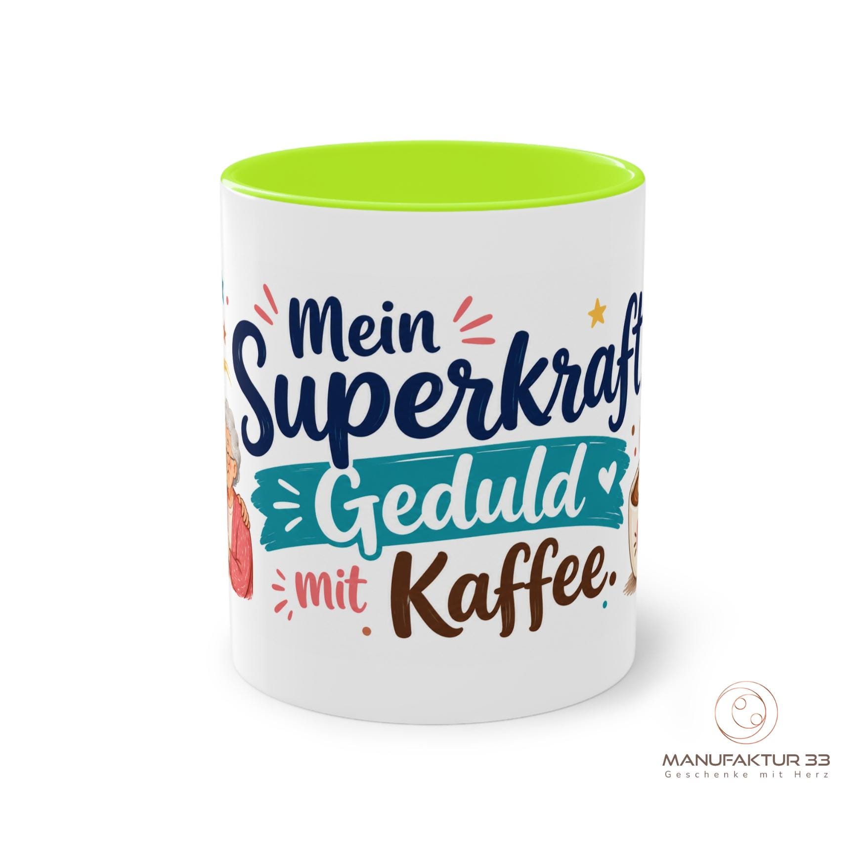 Personalisierte Tasse Pflegekraft mit Namen – Superkraft Geduld mit Kaffee – Bild 9