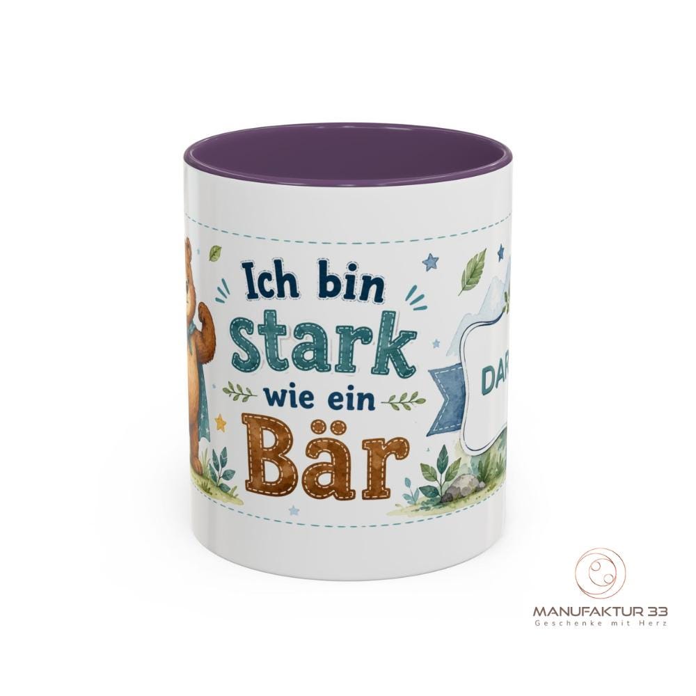Personalisierte Kindertasse mit Bär – Ich bin stark wie ein Bär – Bild 8