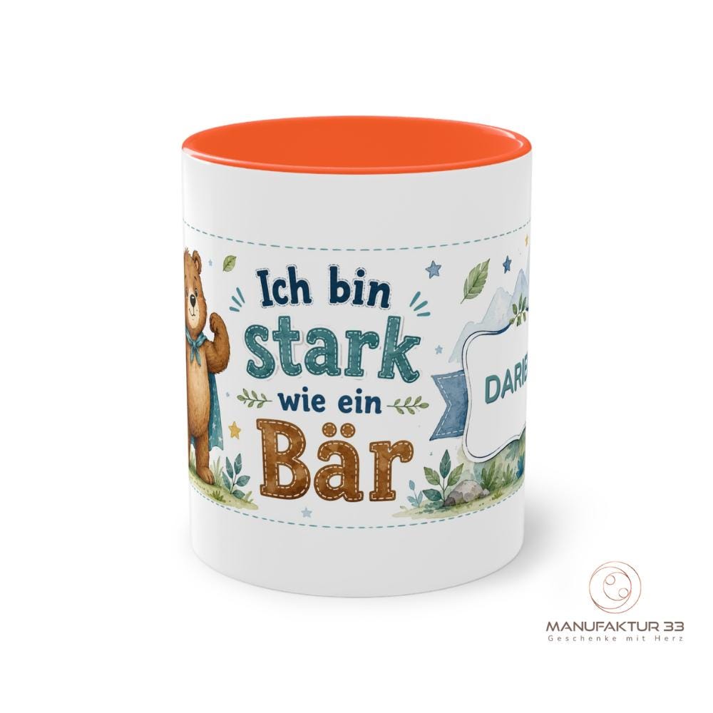 Personalisierte Kindertasse mit Bär – Ich bin stark wie ein Bär – Bild 10