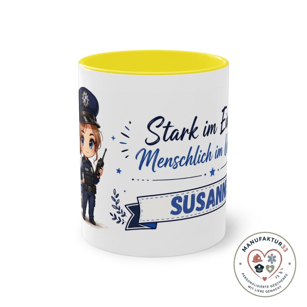 Personalisierte Polizistin Tasse personalisiert – Stark im Einsatz – Bild 7