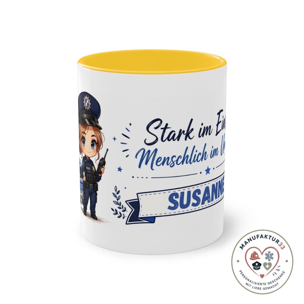 Personalisierte Polizistin Tasse personalisiert – Stark im Einsatz – Bild 8