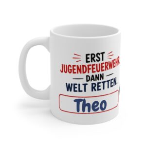 Personalisierte Jugendfeuerwehr Tasse personalisiert – Feuerwehr Geschenk für Kinder