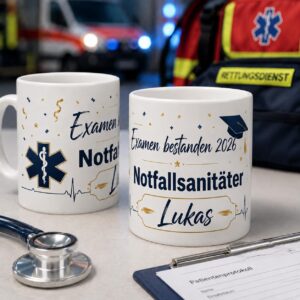Personalisierte Notfallsanitäter Tasse Examen bestanden 2026