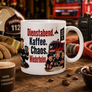 Feuerwehr Tasse Dienstabend Kaffee Chaos Wiederholen – lustige Feuerwehr Tasse
