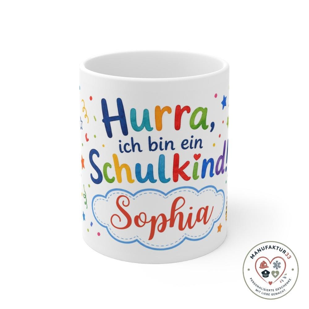Personalisierte Einschulungstasse – Hurra – Bild 2