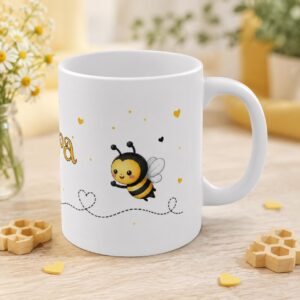 Personalisierte Kindertasse mit Biene und Name – Kinderbecher