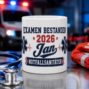 Personalisierte Notfallsanitäter Tasse Examen bestanden 2026 personalisiert