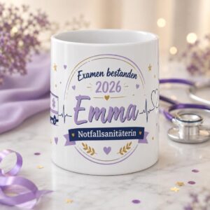 Personalisierte Notfallsanitäterin Tasse Examen bestanden 2026 personalisiert