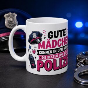Personalisierte Polizistin Tasse personalisiert – Gute Mädchen kommen in den Himmel